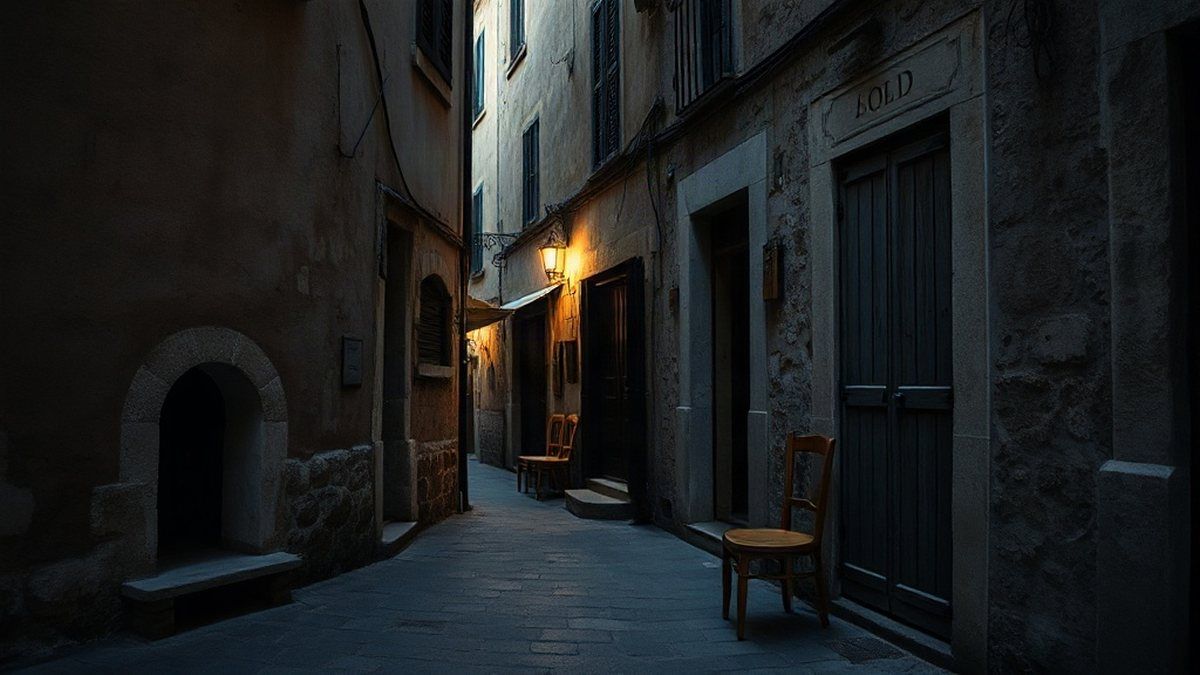 Rua antiga de vilarejo siciliano ao entardecer, representando o que é a máfia e sua origem na Sicília
